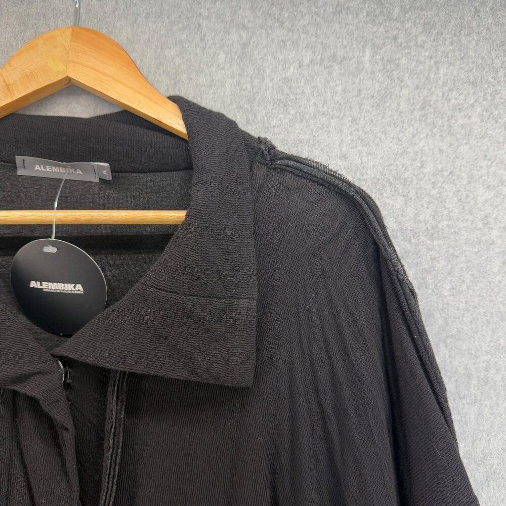 Alembika Women's Size Small Black Button Front Cardigan Jacket Lagenlook Drape - Picture 4 of 12